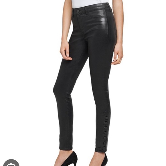 L'AGENCE Black Piper Waxed Denim Skinny Jeans - Picture 3 of 11